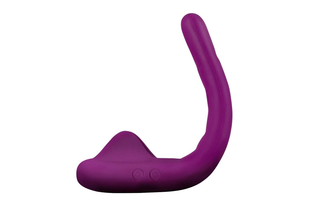 A purple toy with a curved tail